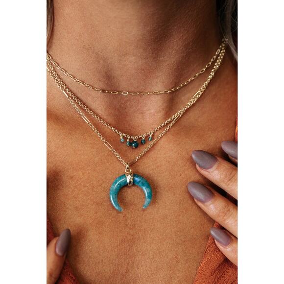 NWT! Kendra Scott Gemma Gold Triple Strand Necklace in Teal Labradorite - Picture 5 of 6